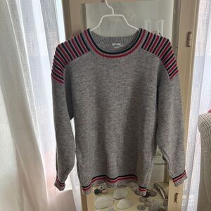 MADE IN THE UK Rodeo Gray Sweater with Red and Black Stripes